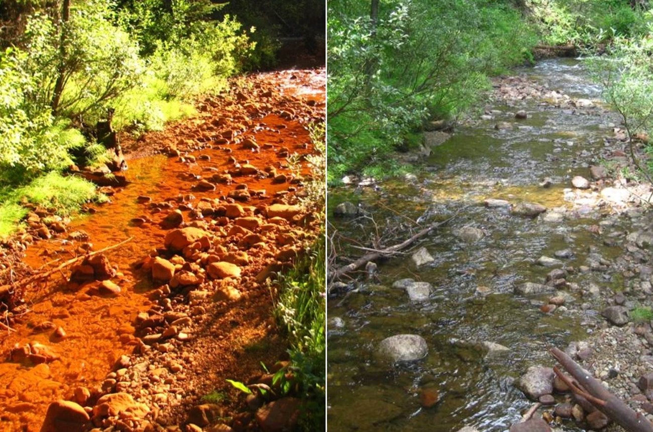 Comparison Soda Butte Creek before and after reclaimation