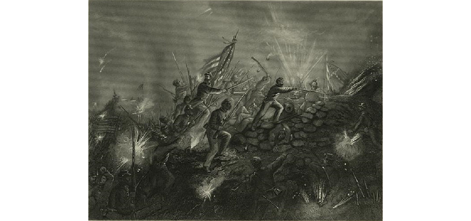 Cover Image Wagner Print of the MA 54th attacking Fort Wagner surrounded by gunfire.