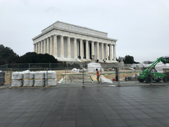 Lincoln Memorial pathways under construction