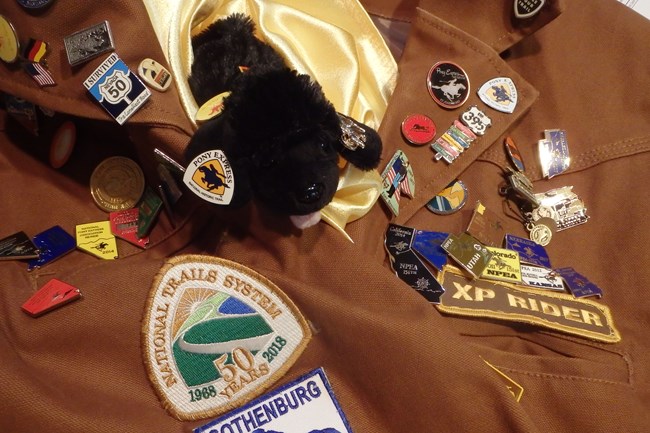 toy dog with national trail patches