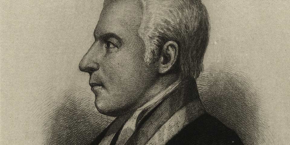 Black and white image of William Paterson on a cream background. Black and white image of William Paterson on a cream background.