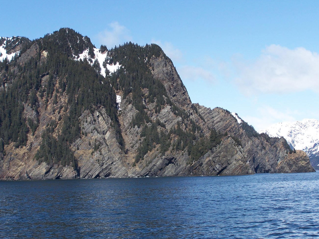 shoreline and rocky cliff