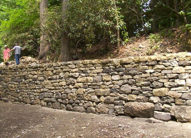 Wall made out of rocks.