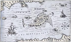 Champlain's map of Saint Croix Island.