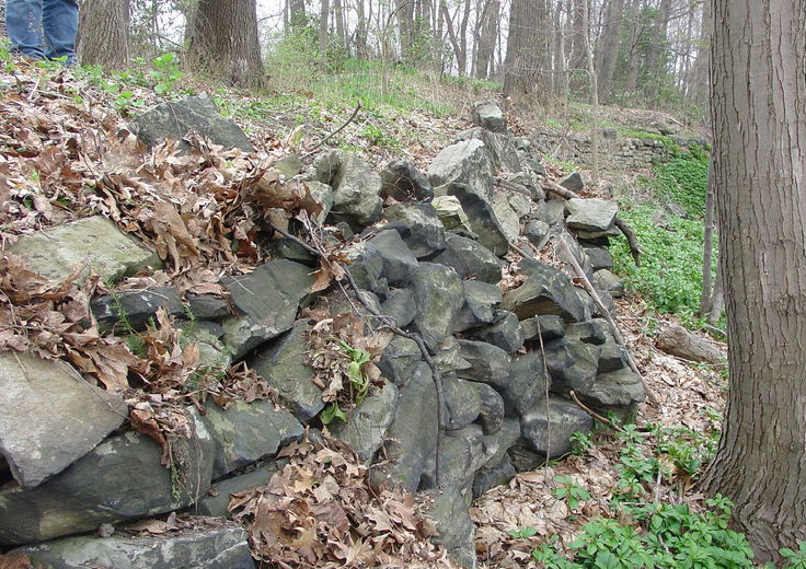 Deteriorating rock wall.