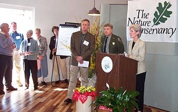 People standing at a podium