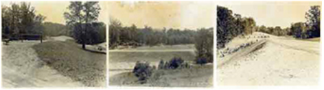 3 small sepia images of fort dupont landscapes