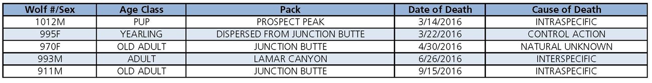 WR 2016 Wolf Mortalities