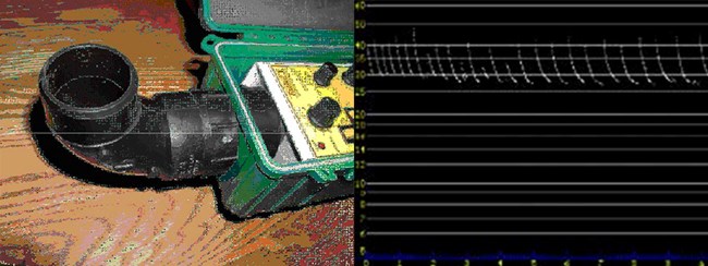 detector_vocalization An Anabat bat detector inside a waterproof box and a sample vocalization of a big brown bat with the time between each call removed.