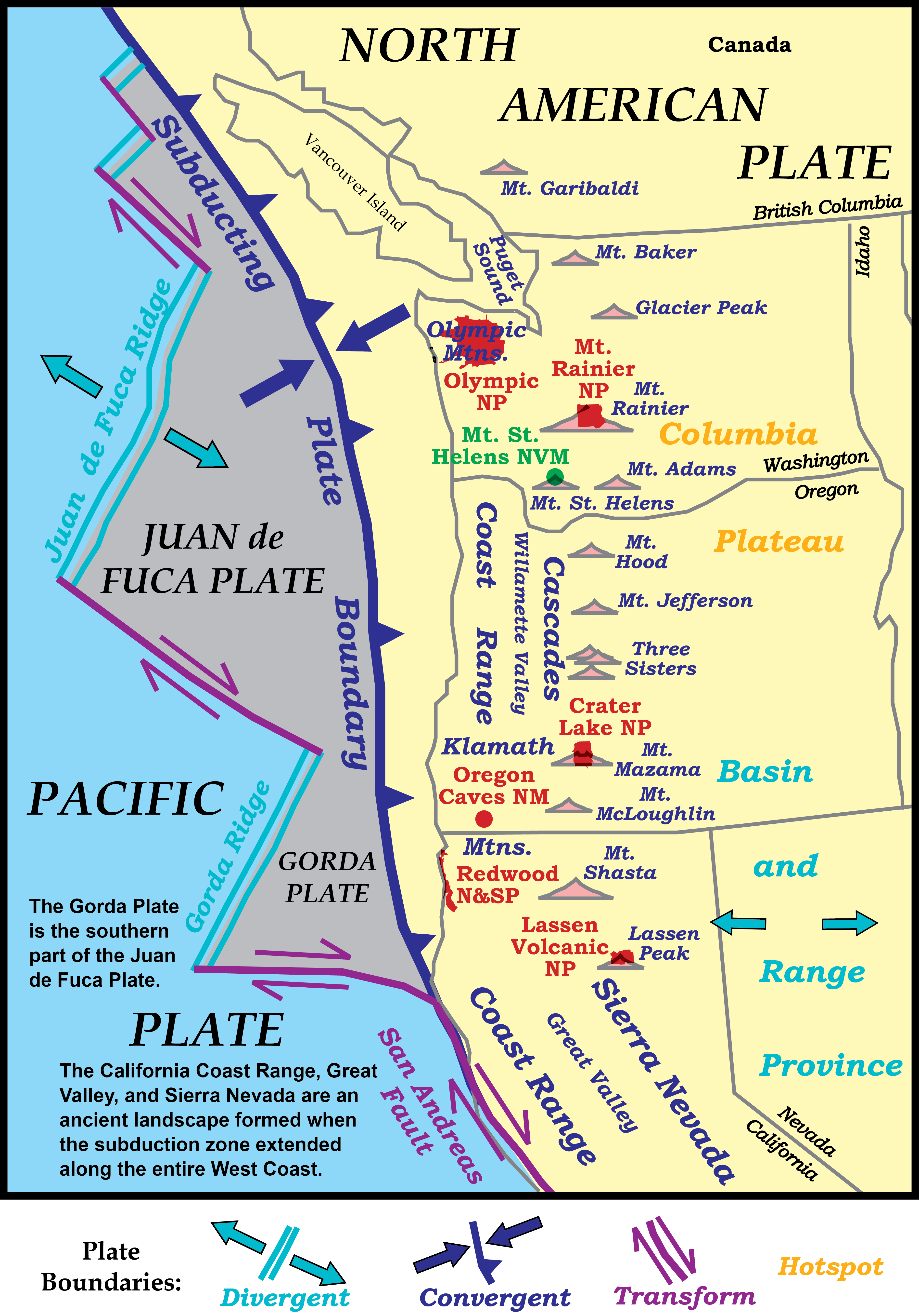 Coast Ranges, Pacific Northwest, California, Oregon, & Map