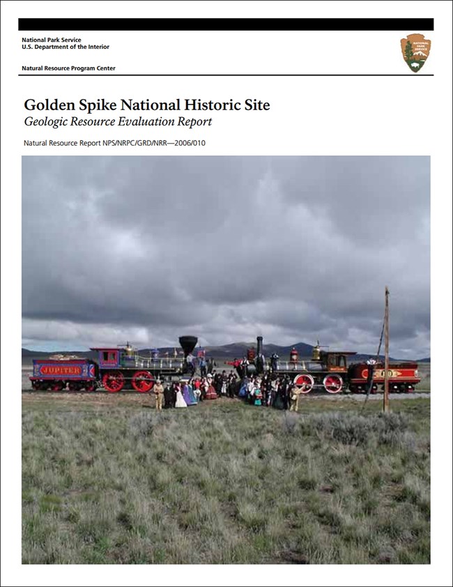 link to golden spike gri report download site gri report cover with photo of trains meeting