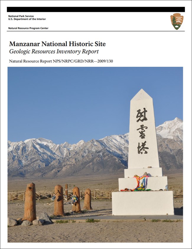 link to manzanar gri report download site image of manznar gri report cover with image of monument and mountains