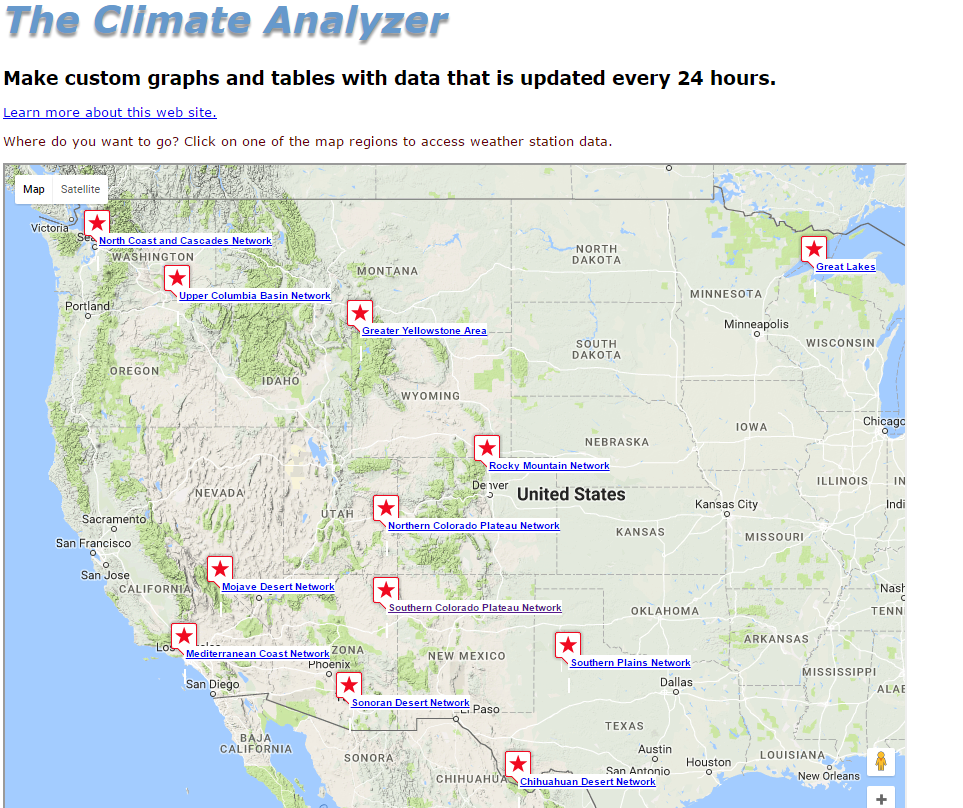 Screenshot of the Climate Analyzer website