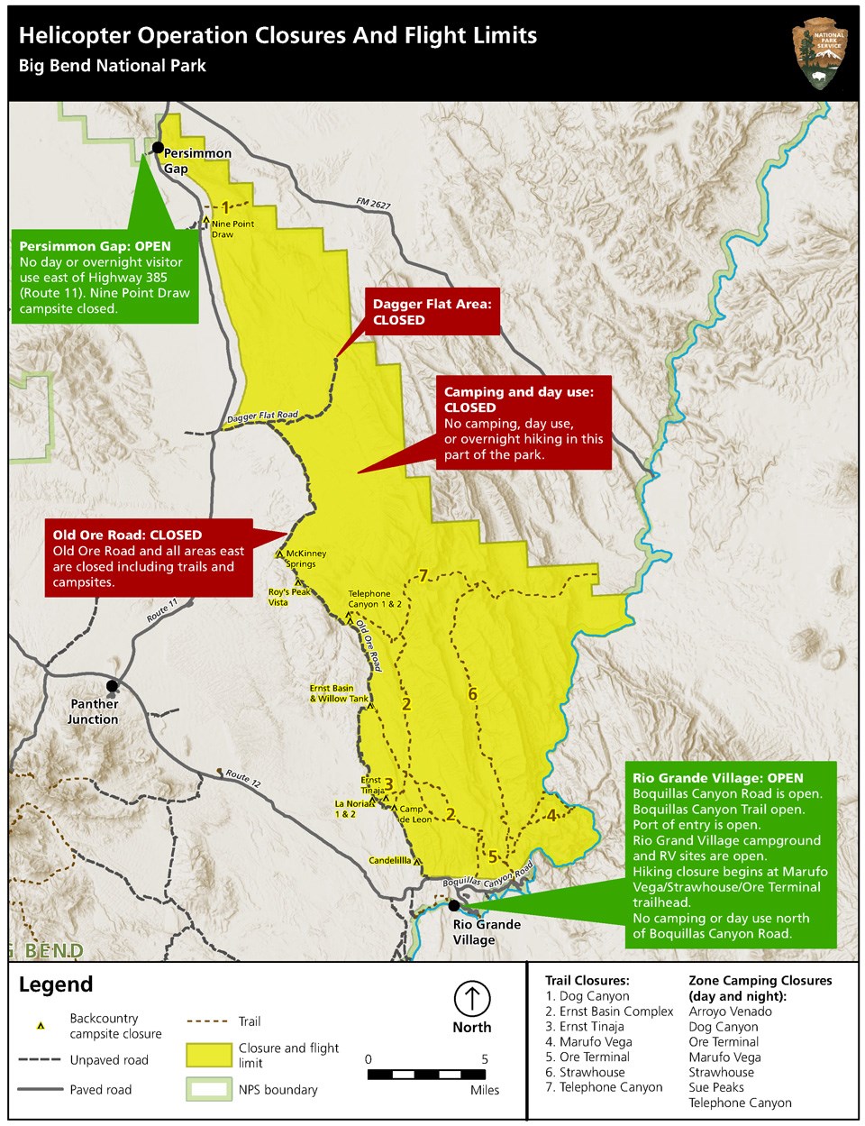 Map of temporary closures for Aoudad control