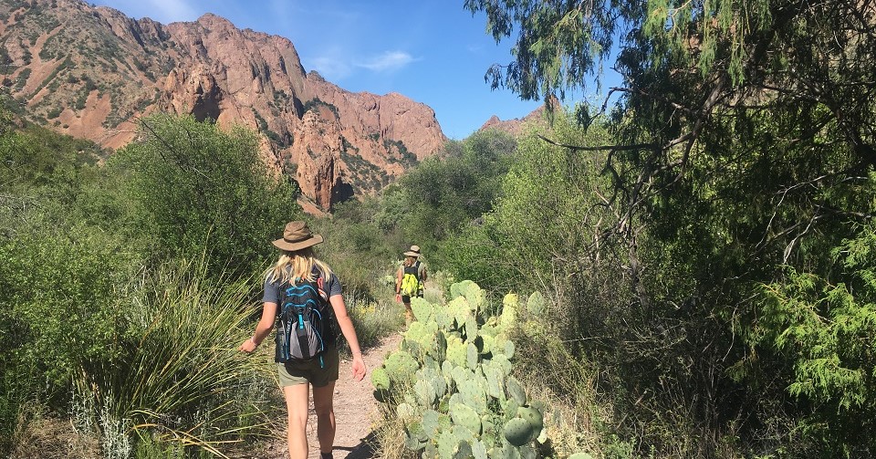 two hikers in the Chisos Mountains