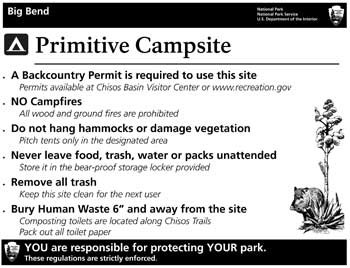 Chisos Backpacking Site Regulations
