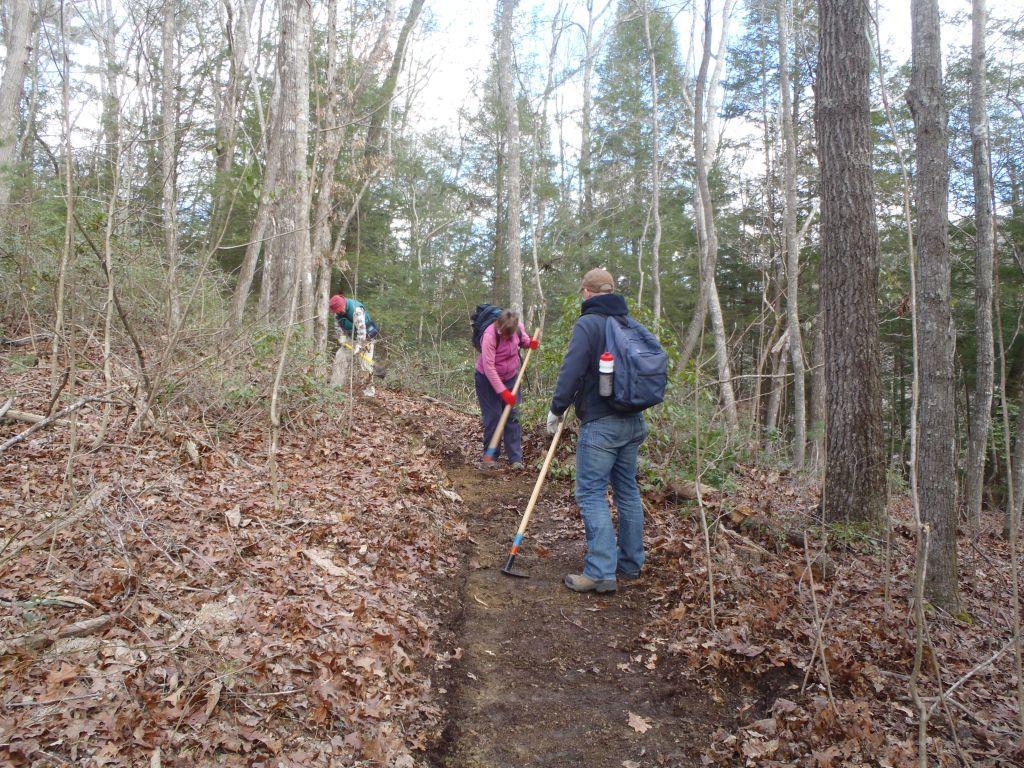 Volunteers trail work