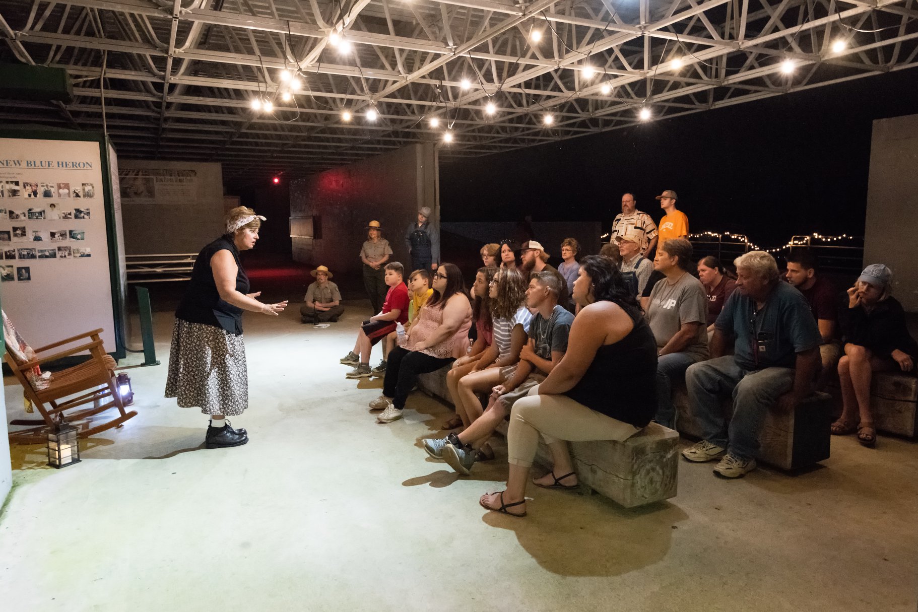 A crowd watching a performer at a previous ghost mine event.