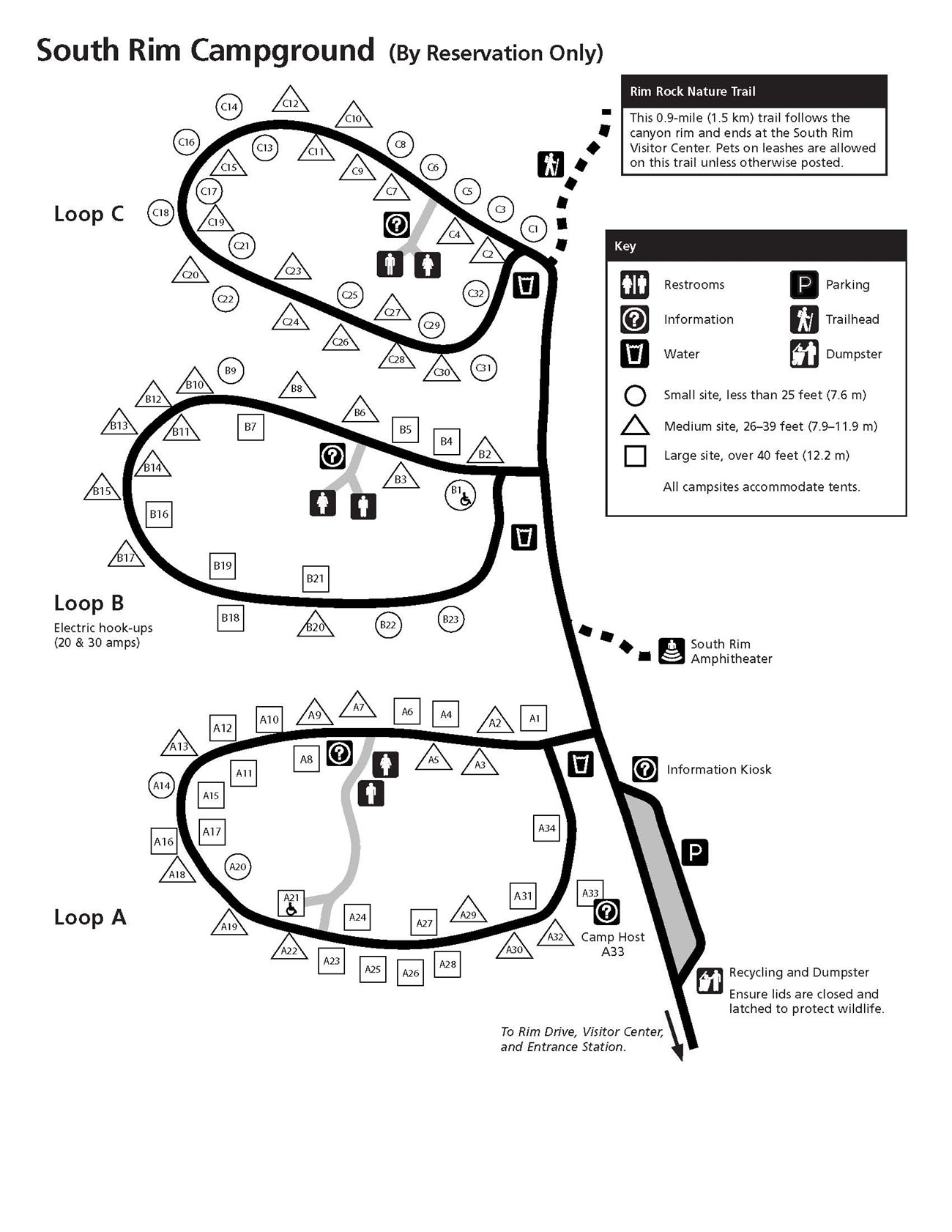 Map of Black Canyon's South Rim Campground