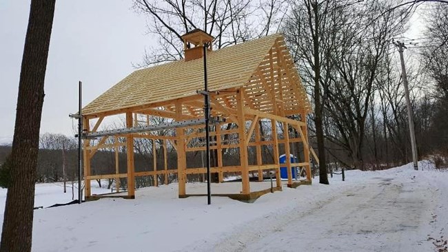 New barn at the Kelly House under construction