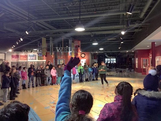 Students taking part in the map program at the Pawtucket Visitors Center