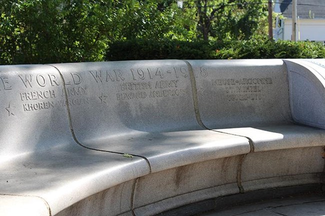 World War One Memorial Bench in Whitinsville, MA