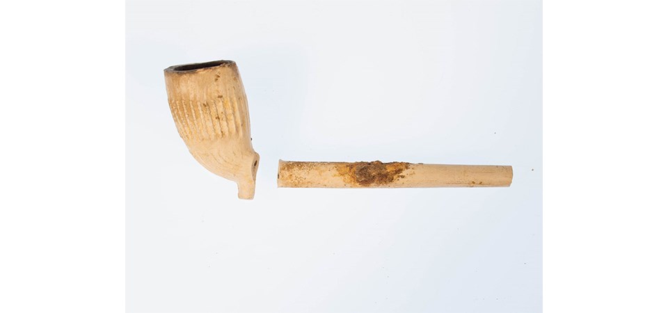 Clay pipe White Clay pipe broken into two pieces