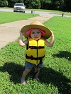 toddler wearing life jacket