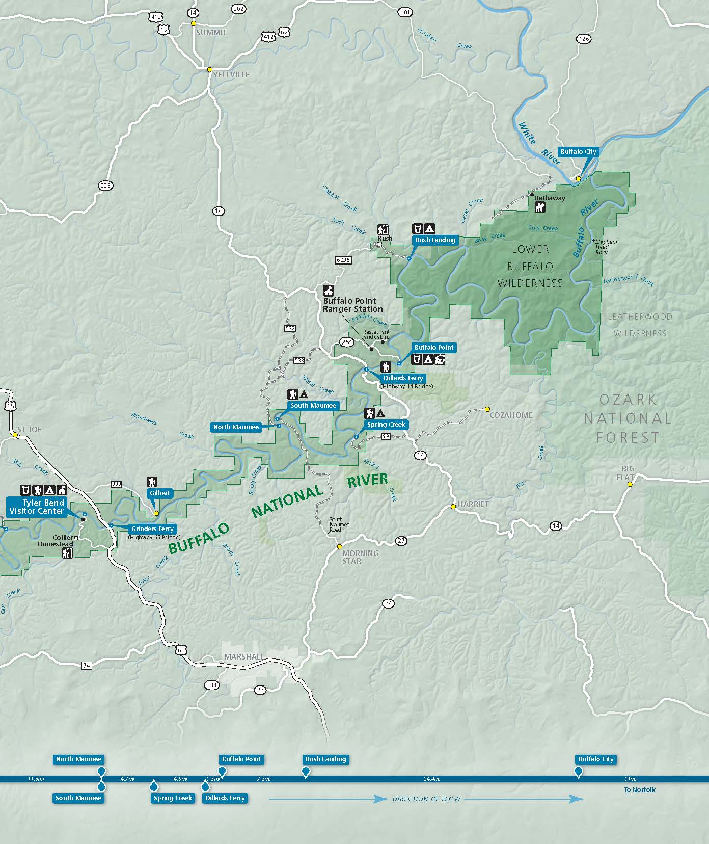 Buffalo River Arkansas Map Lower District Paddling - Buffalo National River (U.s. National Park  Service)