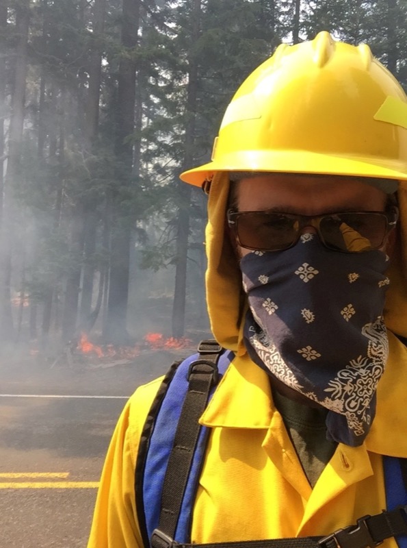 Ranger on patrol during forest fire