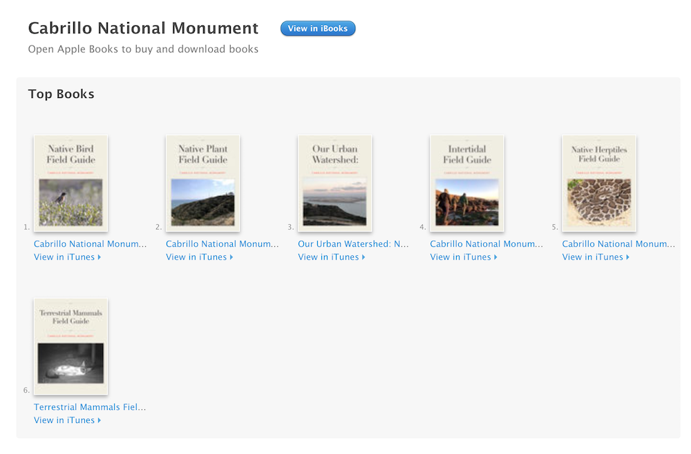 Photo showing the iBooks formatted Field Guides