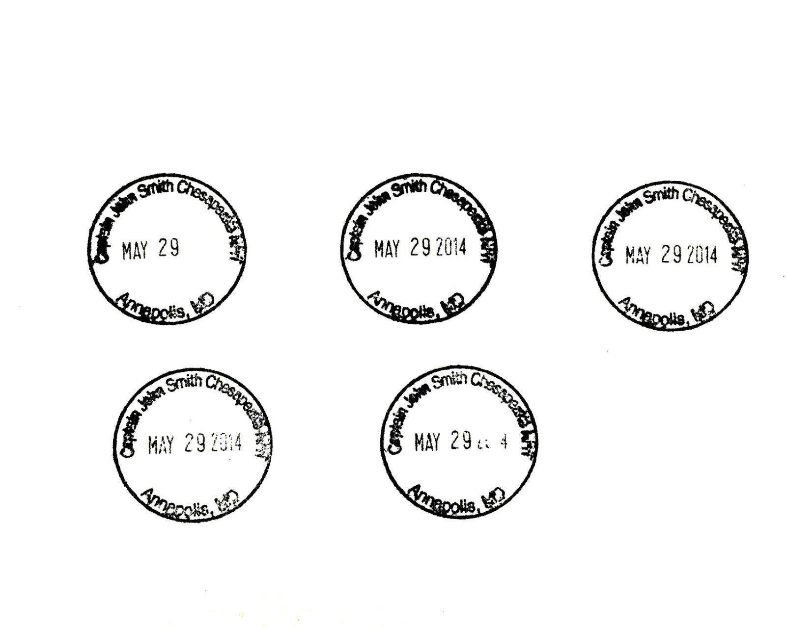 Passport Cancellation Stamps - Captain John Smith Chesapeake 