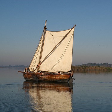 A replica of John Smith's shallop, the boat he used to explore the Chesapeake Bay