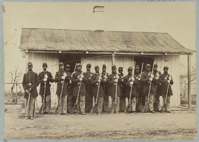 107th US Colored Infantry standing in formation in Washington DC