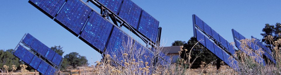 solar panels in a grassy field