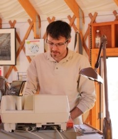 Landis on duty in Visitor Center