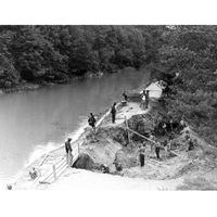 Members of the Civilian Conservation Corps working on a project on the towpath.