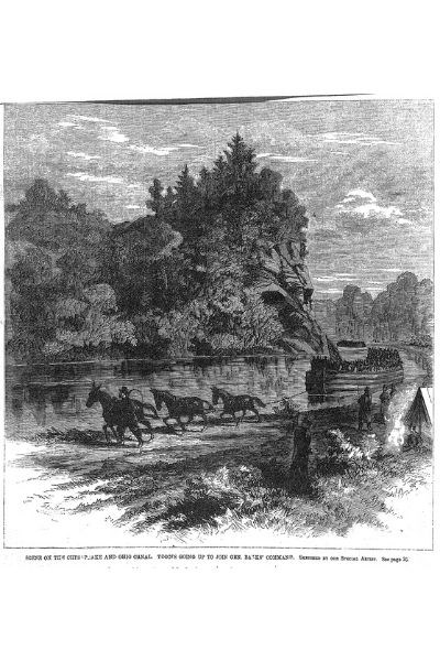 The illustration is of troops going upstream.