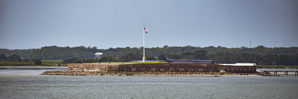 Fort Sumter with an American Flag flying