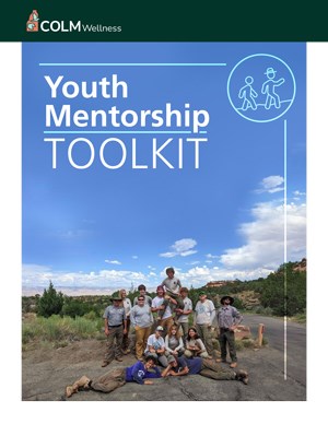 Youth Mentorship Toolkit document cover shows a group of teenagers posing together in work clothes
