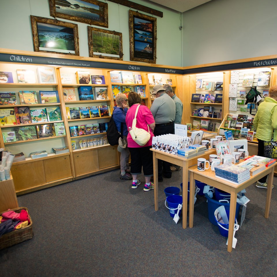 visitors shopping in a park store