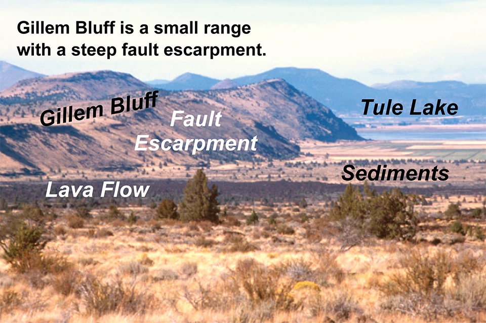 arid landscape with hills, scarp, and basin
