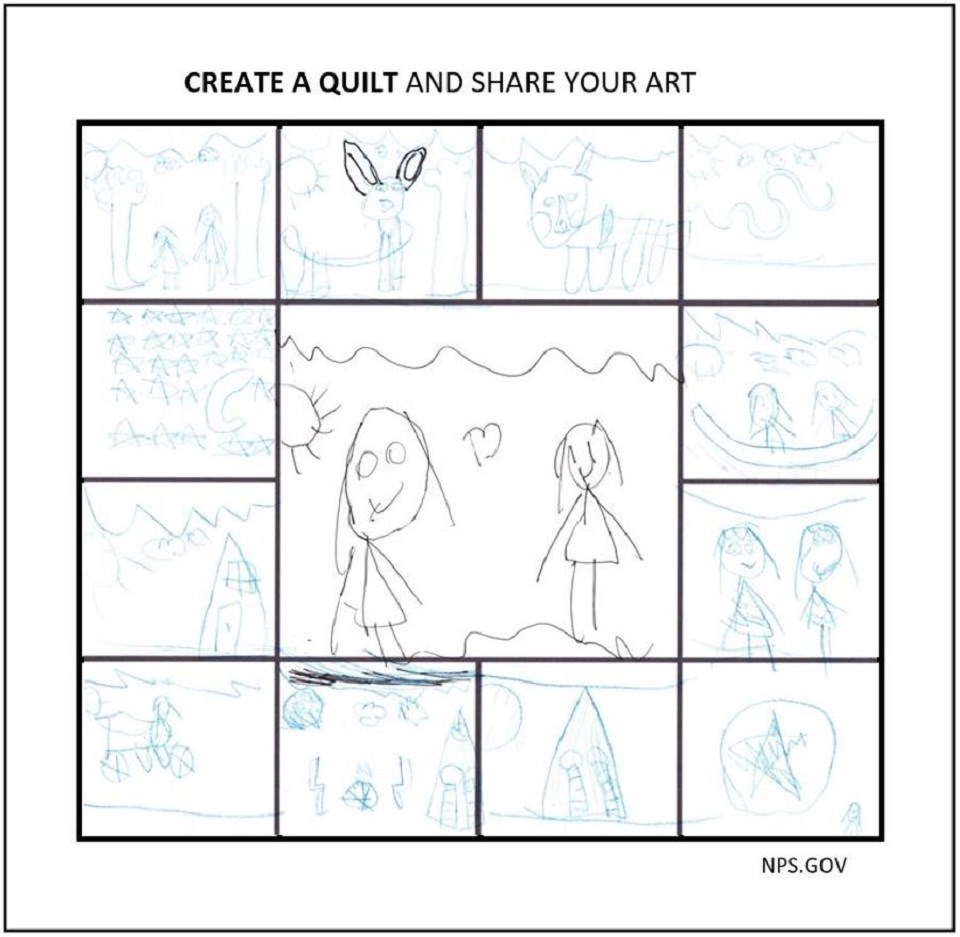 Template of a quilt for an art activity