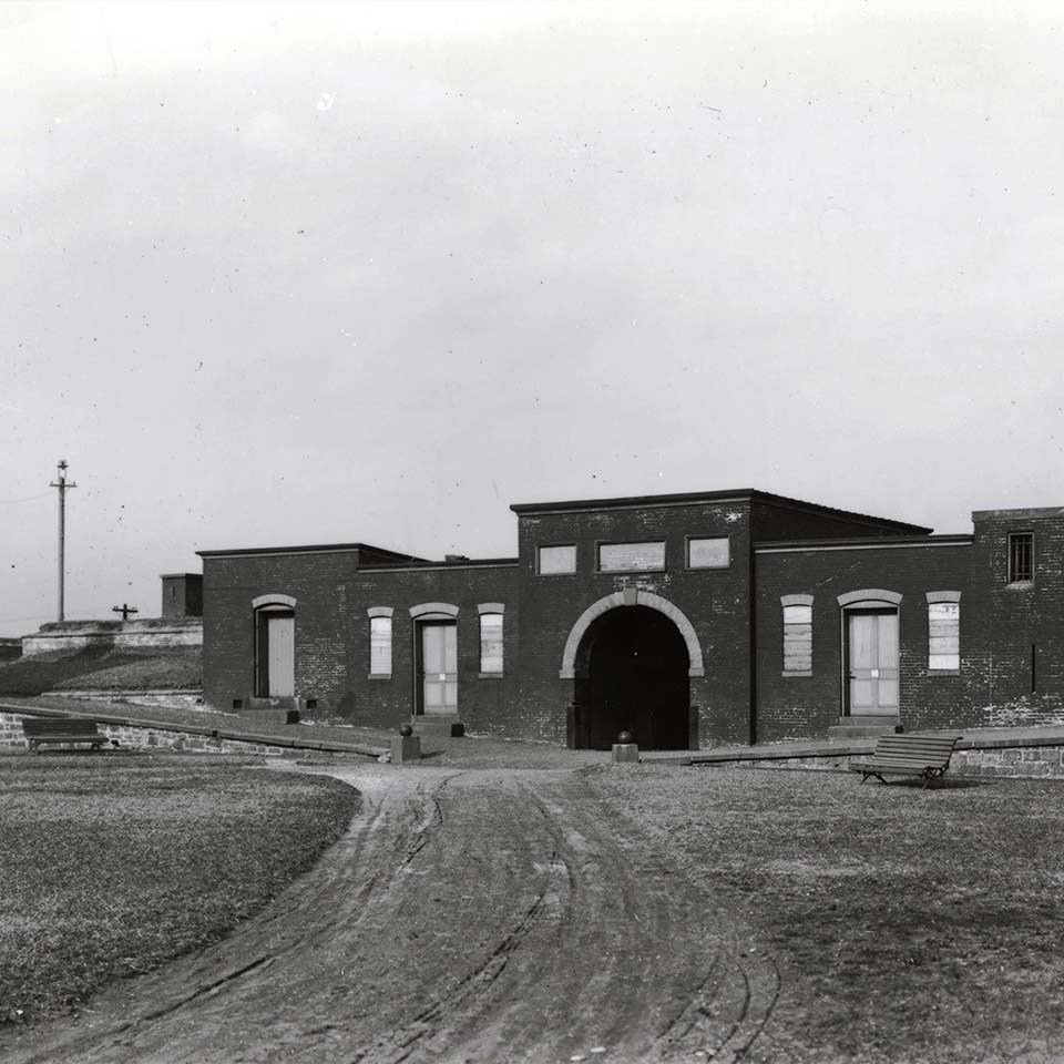 The image of the sally port from inside the Star Fort.