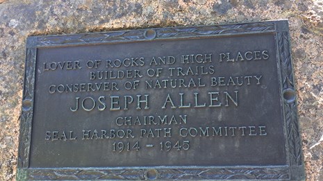 Acadia Trails Memorial Plaque (U.S. National Park Service)