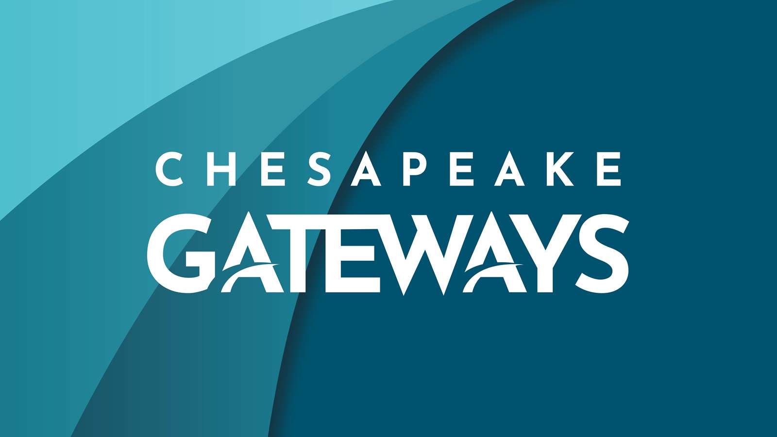Chesapeake Gateways written in white on a blue background.