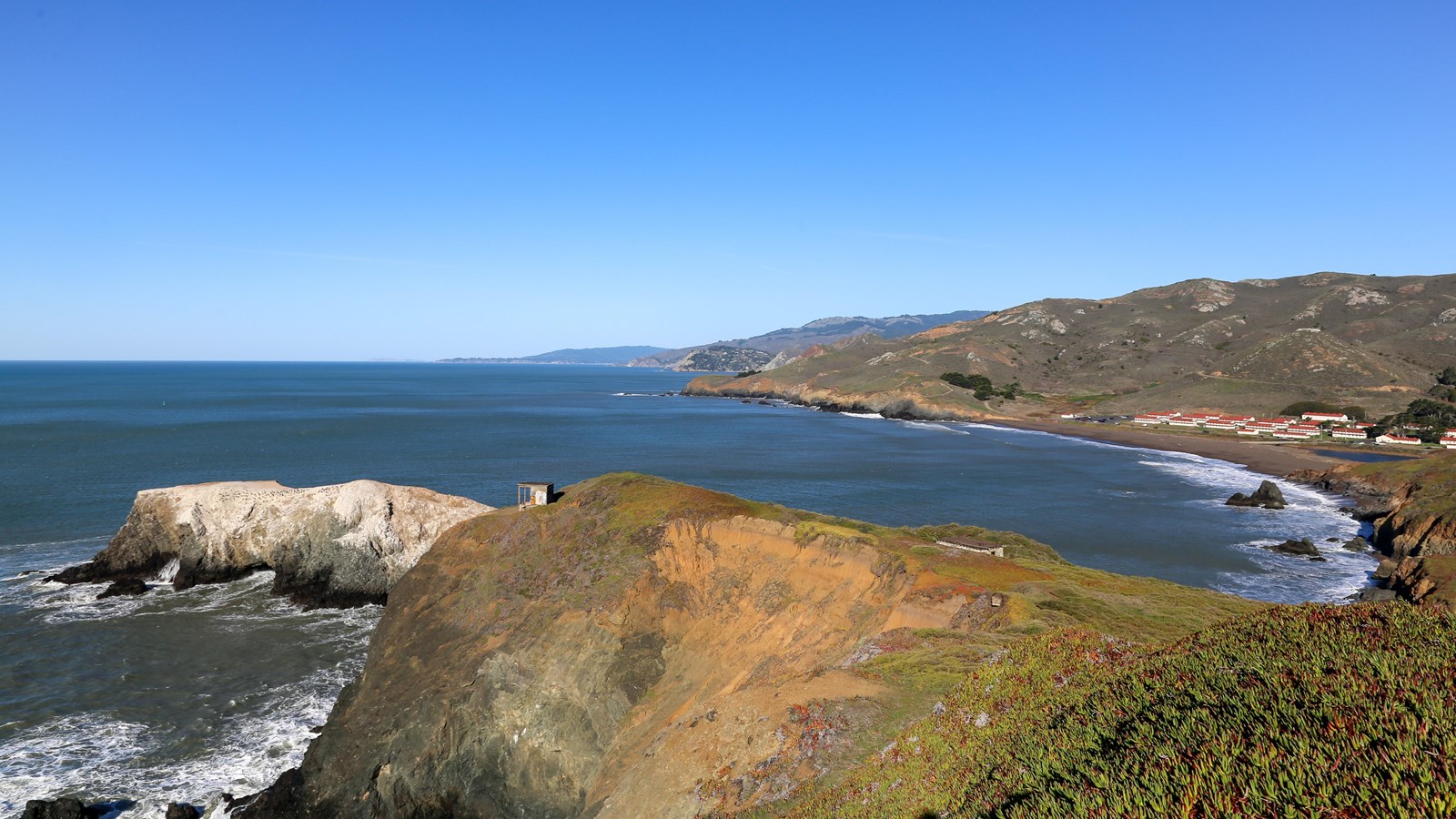 View of Bird Island, Rodeo Beach and Fort Cronkhite