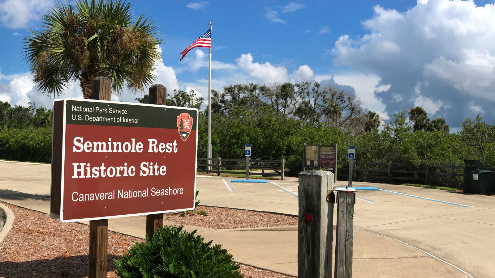 Seminole Rest sign and parking lot.