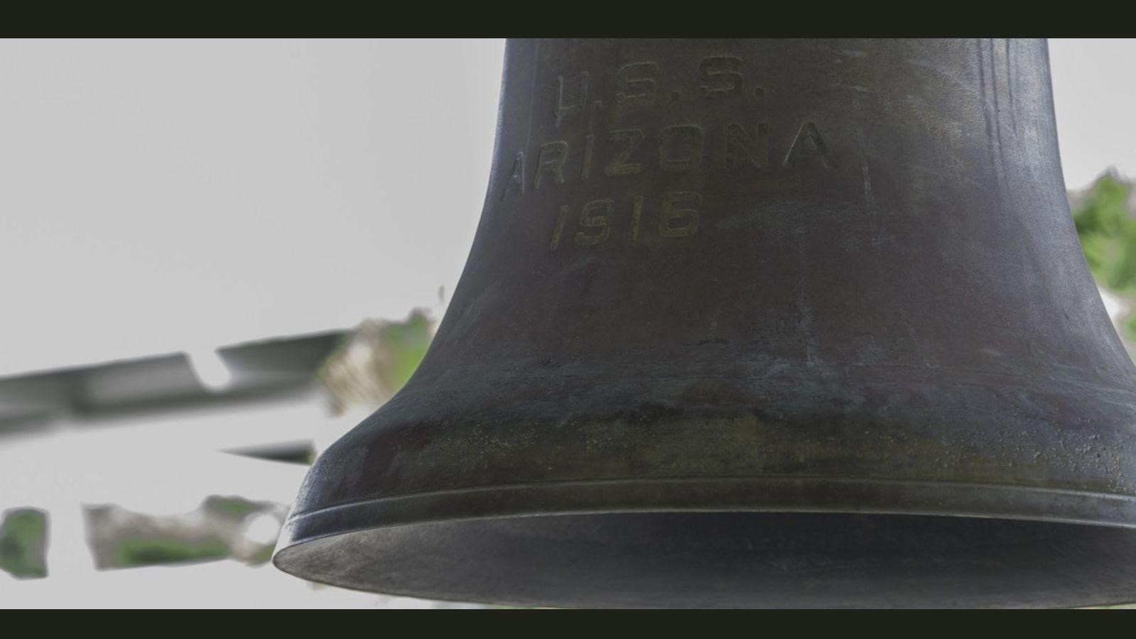 The USS Arizona Memorial Bell hangs at the Pearl Harbor National Memorial Visitor Center
