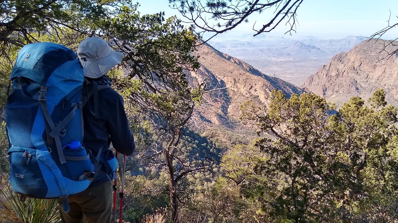 Backpacker in the Chisos Mountains